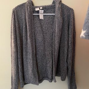 Gray oversized hooded cardigan